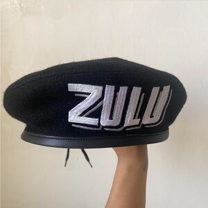 Vintage Zulu Black Beret Hat Wool M